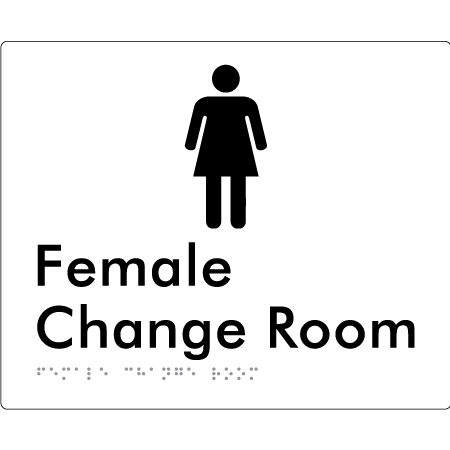 Braille Sign Female Change Room - Braille Tactile Signs Aust. - BTS09n-wht - Custom Signs - Fast Shipping - High Quality - Australian Made & Owned