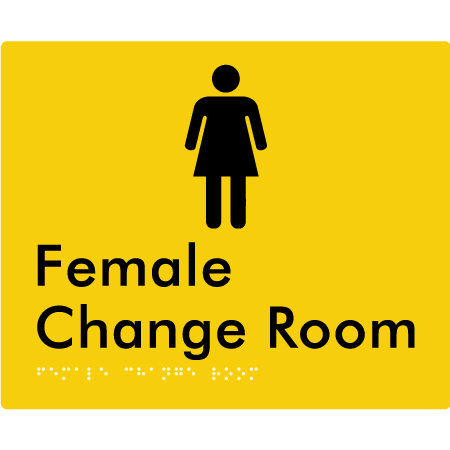 Braille Sign Female Change Room - Braille Tactile Signs Aust. - BTS09n-yel - Custom Signs - Fast Shipping - High Quality - Australian Made & Owned