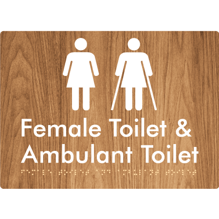 Braille Sign Female Toilet & Ambulant Toilet - Braille Tactile Signs Aust. - BTS402-wdg - Custom Signs - Fast Shipping - High Quality - Australian Made & Owned