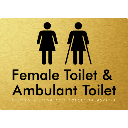 Braille Sign Female Toilet & Ambulant Toilet - Braille Tactile Signs Aust. - BTS402-aliG - Custom Signs - Fast Shipping - High Quality - Australian Made & Owned