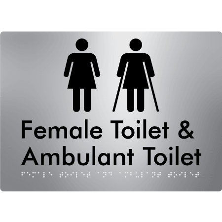 Braille Sign Female Toilet & Ambulant Toilet - Braille Tactile Signs Aust. - BTS402-aliS - Custom Signs - Fast Shipping - High Quality - Australian Made & Owned