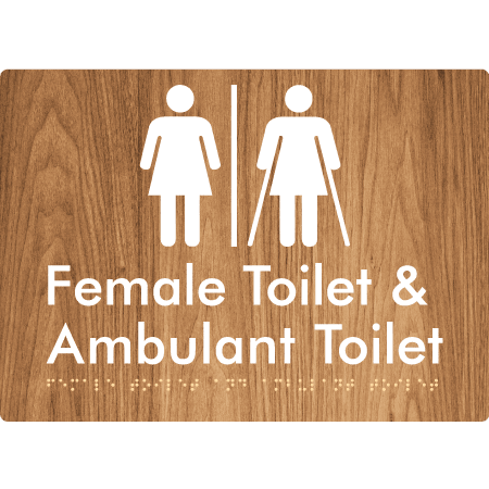 Braille Sign Female Toilet & Ambulant Toilet with Air Lock - Braille Tactile Signs Aust. - BTS402-AL-wdg - Custom Signs - Fast Shipping - High Quality - Australian Made & Owned