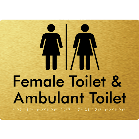 Braille Sign Female Toilet & Ambulant Toilet with Air Lock - Braille Tactile Signs Aust. - BTS402-AL-aliG - Custom Signs - Fast Shipping - High Quality - Australian Made & Owned