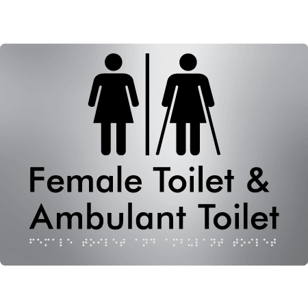 Braille Sign Female Toilet & Ambulant Toilet with Air Lock - Braille Tactile Signs Aust. - BTS402-AL-aliS - Custom Signs - Fast Shipping - High Quality - Australian Made & Owned