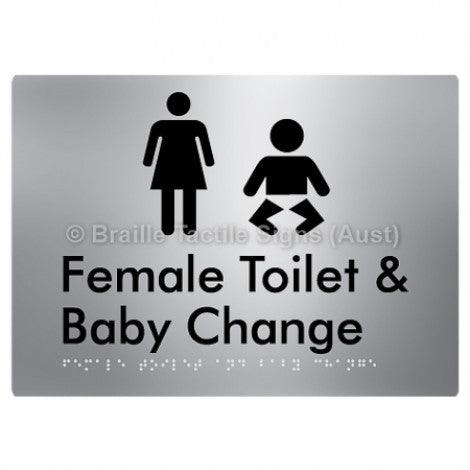 Braille Sign Female Toilet and Baby Change - Braille Tactile Signs (Aust) - BTS110n-aliS - Fully Custom Signs - Fast Shipping - High Quality - Australian Made & Owned