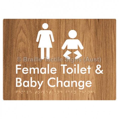 Braille Sign Female Toilet and Baby Change - Braille Tactile Signs (Aust) - BTS110n-wdg - Fully Custom Signs - Fast Shipping - High Quality - Australian Made & Owned