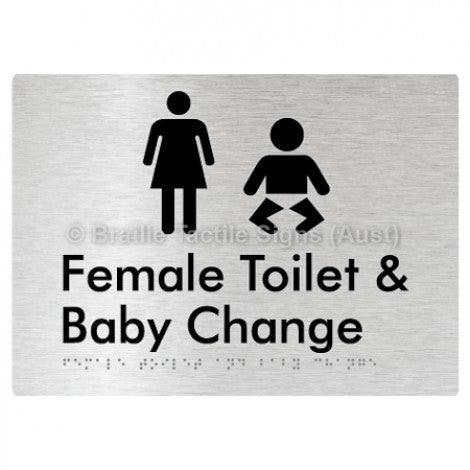 Braille Sign Female Toilet and Baby Change - Braille Tactile Signs (Aust) - BTS110n-aliB - Fully Custom Signs - Fast Shipping - High Quality - Australian Made & Owned