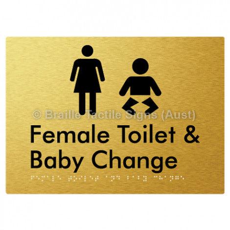 Braille Sign Female Toilet and Baby Change - Braille Tactile Signs (Aust) - BTS110n-aliG - Fully Custom Signs - Fast Shipping - High Quality - Australian Made & Owned