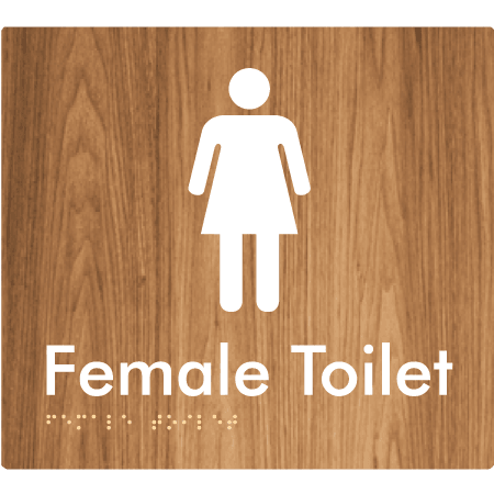 Braille Sign Female Toilet - Braille Tactile Signs Aust. - BTS01n-wdg - Custom Signs - Fast Shipping - High Quality - Australian Made & Owned