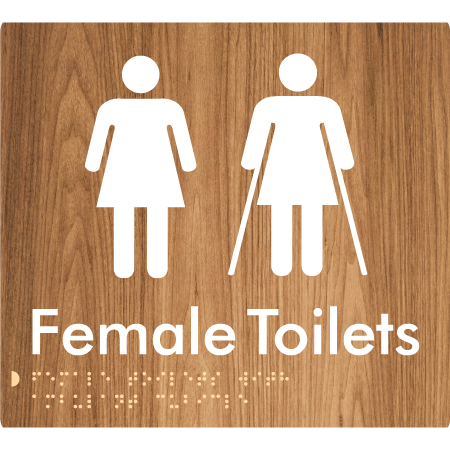 Braille Sign Female Toilets with Ambulant Cubicle - Braille Tactile Signs Aust. - BTS235-wdg - Custom Signs - Fast Shipping - High Quality - Australian Made & Owned
