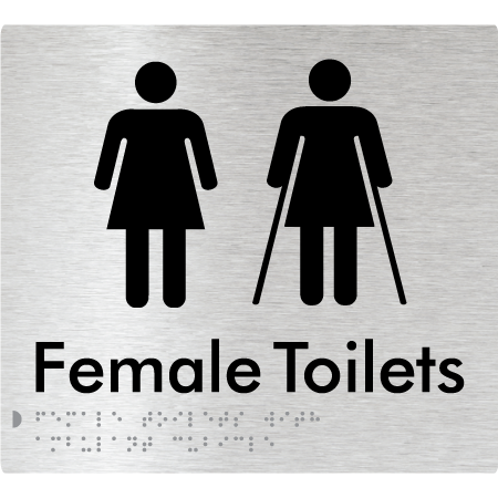 Braille Sign Female Toilets with Ambulant Cubicle - Braille Tactile Signs Aust. - BTS235-aliB - Custom Signs - Fast Shipping - High Quality - Australian Made & Owned