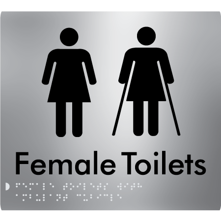 Braille Sign Female Toilets with Ambulant Cubicle - Braille Tactile Signs Aust. - BTS235-aliS - Custom Signs - Fast Shipping - High Quality - Australian Made & Owned