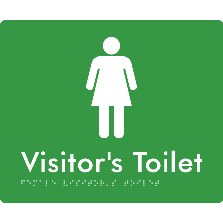Braille Sign Female Visitors Toilet - Braille Tactile Signs Aust. - BTS99-grn - Custom Signs - Fast Shipping - High Quality - Australian Made & Owned
