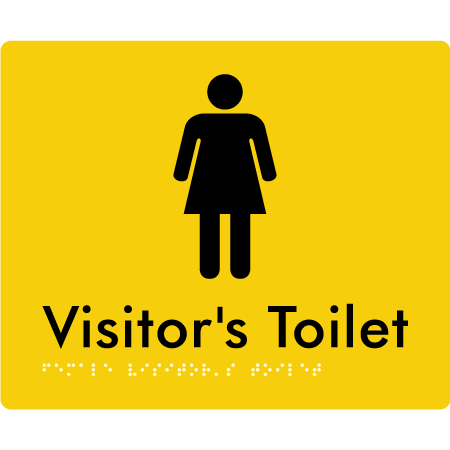 Braille Sign Female Visitors Toilet - Braille Tactile Signs Aust. - BTS99-yel - Custom Signs - Fast Shipping - High Quality - Australian Made & Owned