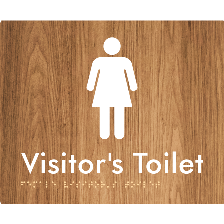 Braille Sign Female Visitors Toilet - Braille Tactile Signs Aust. - BTS99-wdg - Custom Signs - Fast Shipping - High Quality - Australian Made & Owned