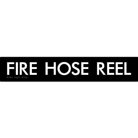 Braille Sign FIRE HOSE REEL - Braille Tactile Signs Aust. - BTS57-blk - Custom Signs - Fast Shipping - High Quality - Australian Made & Owned