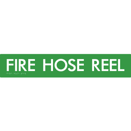 Braille Sign FIRE HOSE REEL - Braille Tactile Signs Aust. - BTS57-grn - Custom Signs - Fast Shipping - High Quality - Australian Made & Owned