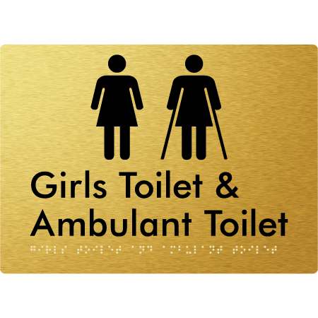 Braille Sign Girls Toilet & Ambulant Toilet - Braille Tactile Signs Aust. - BTS428-aliG - Custom Signs - Fast Shipping - High Quality - Australian Made & Owned