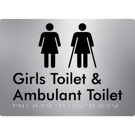 Braille Sign Girls Toilet & Ambulant Toilet - Braille Tactile Signs Aust. - BTS428-aliS - Custom Signs - Fast Shipping - High Quality - Australian Made & Owned
