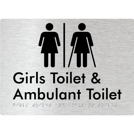 Braille Sign Girls Toilet & Ambulant Toilet with Air Lock - Braille Tactile Signs Aust. - BTS428-AL-aliB - Custom Signs - Fast Shipping - High Quality - Australian Made & Owned