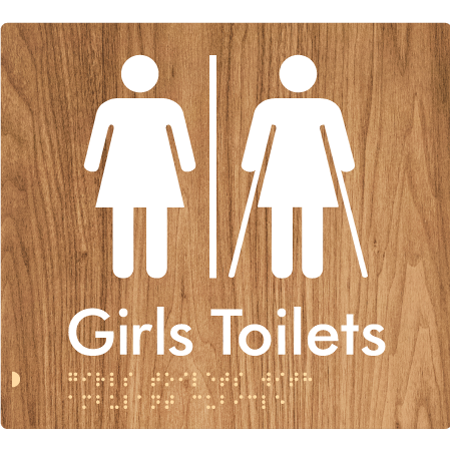Braille Sign Girls Toilets with Ambulant Cubicle & Air Lock - Braille Tactile Signs Aust. - BTS426-AL-wdg - Custom Signs - Fast Shipping - High Quality - Australian Made & Owned