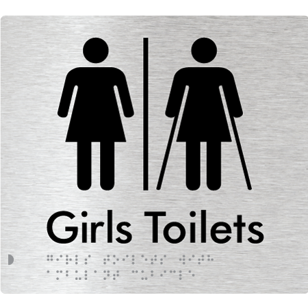Braille Sign Girls Toilets with Ambulant Cubicle & Air Lock - Braille Tactile Signs Aust. - BTS426-AL-aliB - Custom Signs - Fast Shipping - High Quality - Australian Made & Owned