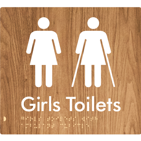 Braille Sign Girls Toilets with Ambulant Cubicle - Braille Tactile Signs Aust. - BTS426-wdg - Custom Signs - Fast Shipping - High Quality - Australian Made & Owned