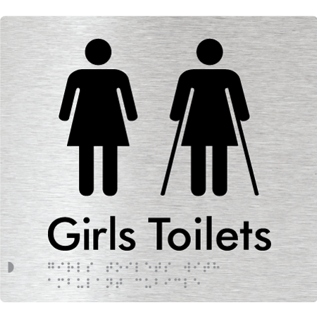 Braille Sign Girls Toilets with Ambulant Cubicle - Braille Tactile Signs Aust. - BTS426-aliB - Custom Signs - Fast Shipping - High Quality - Australian Made & Owned