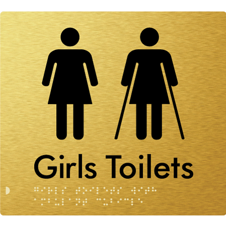 Braille Sign Girls Toilets with Ambulant Cubicle - Braille Tactile Signs Aust. - BTS426-aliG - Custom Signs - Fast Shipping - High Quality - Australian Made & Owned