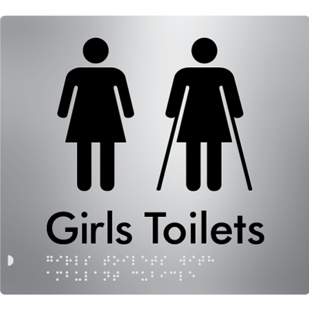 Braille Sign Girls Toilets with Ambulant Cubicle - Braille Tactile Signs Aust. - BTS426-aliS - Custom Signs - Fast Shipping - High Quality - Australian Made & Owned