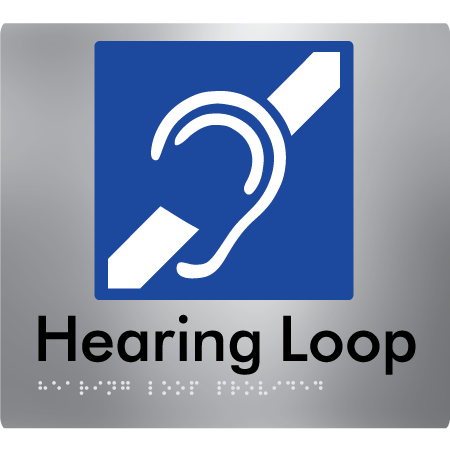 Braille Sign Hearing Loop Provided - Braille Tactile Signs Aust. - BTS350-aliS - Custom Signs - Fast Shipping - High Quality - Australian Made & Owned