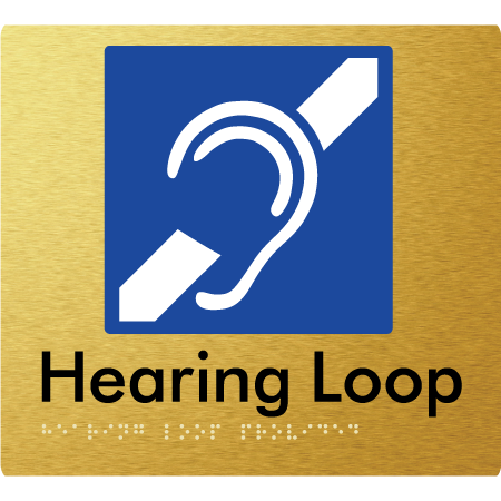 Braille Sign Hearing Loop Provided - Braille Tactile Signs Aust. - BTS350-aliG - Custom Signs - Fast Shipping - High Quality - Australian Made & Owned
