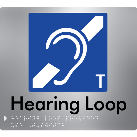 Braille Sign Hearing Loop Provided Use T-Switch - Braille Tactile Signs Aust. - BTS273-aliS - Custom Signs - Fast Shipping - High Quality - Australian Made & Owned