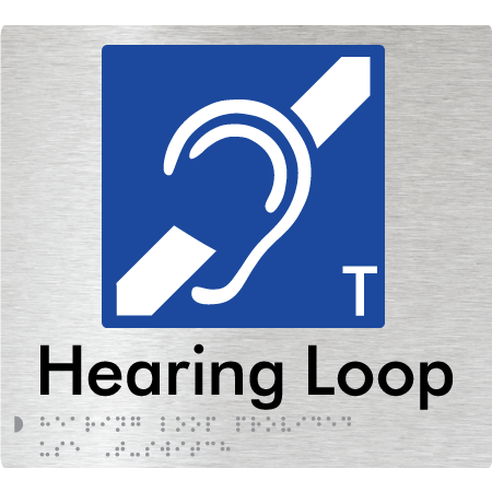 Braille Sign Hearing Loop Provided Use T-Switch - Braille Tactile Signs Aust. - BTS273-aliB - Custom Signs - Fast Shipping - High Quality - Australian Made & Owned
