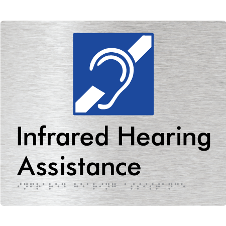 Braille Sign Infrared Hearing Assistance - Braille Tactile Signs Aust. - BTS405-aliB - Custom Signs - Fast Shipping - High Quality - Australian Made & Owned