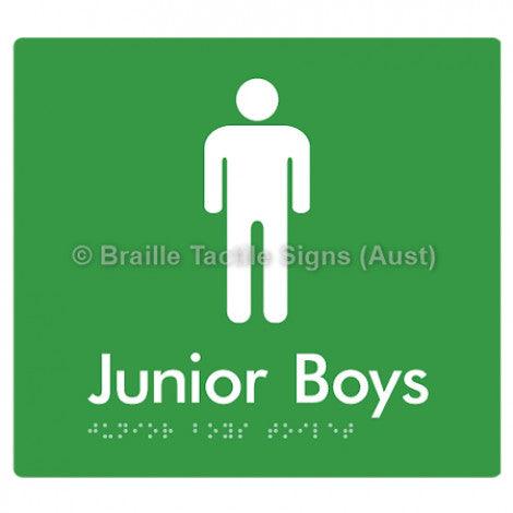 Junior Boys Toilet - Braille Tactile Signs (Aust) - BTS143-grn - Fully Custom Signs - Fast Shipping - High Quality
