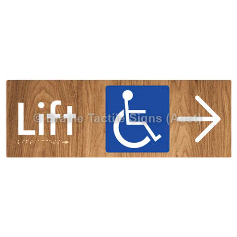 Braille Sign Lift Access w/ Large Arrow - Braille Tactile Signs (Aust) - BTS174->R-wdg - Fully Custom Signs - Fast Shipping - High Quality - Australian Made & Owned