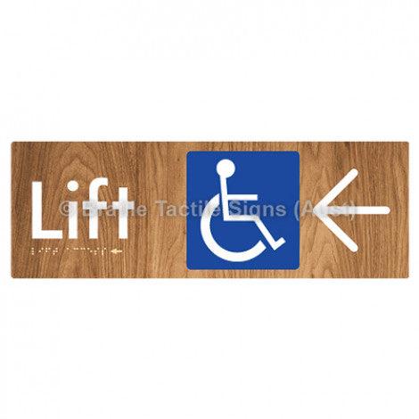 Braille Sign Lift Access w/ Large Arrow - Braille Tactile Signs (Aust) - BTS174->L-wdg - Fully Custom Signs - Fast Shipping - High Quality - Australian Made & Owned