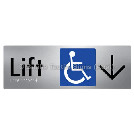 Braille Sign Lift Access w/ Large Arrow - Braille Tactile Signs (Aust) - BTS174->D-aliS - Fully Custom Signs - Fast Shipping - High Quality - Australian Made & Owned