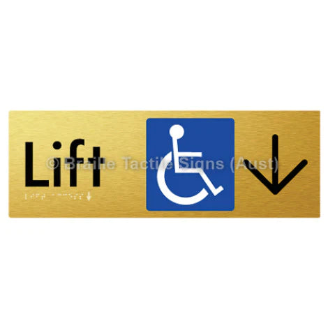 Braille Sign Lift Access w/ Large Arrow - Braille Tactile Signs (Aust) - BTS174->D-aliG - Fully Custom Signs - Fast Shipping - High Quality - Australian Made & Owned