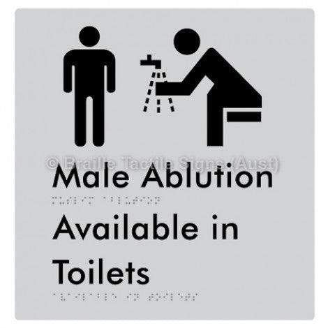 Male Ablution Available in Toilets - Braille Tactile Signs (Aust) - BTS324-slv - Fully Custom Signs - Fast Shipping - High Quality