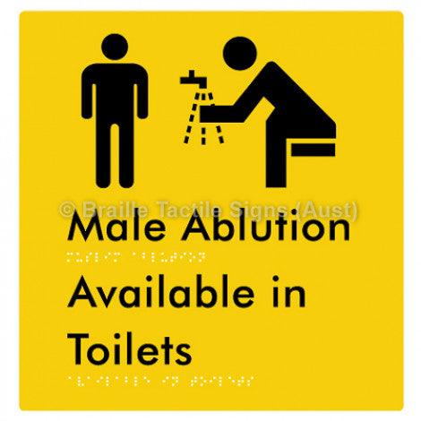 Male Ablution Available in Toilets - Braille Tactile Signs (Aust) - BTS324-yel - Fully Custom Signs - Fast Shipping - High Quality