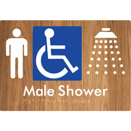 Braille Sign Male Accessible Shower - Braille Tactile Signs Aust. - BTS365-wdg - Custom Signs - Fast Shipping - High Quality - Australian Made & Owned