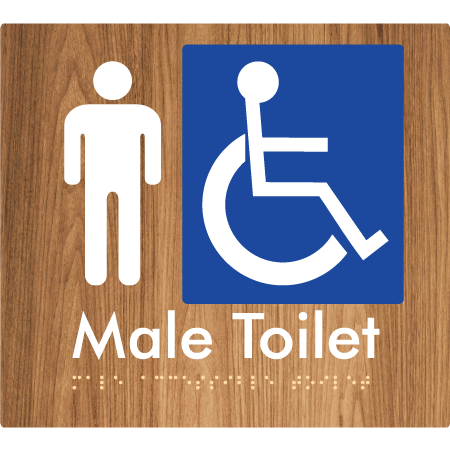 Braille Sign Male Accessible Toilet - Braille Tactile Signs Aust. - BTS06n-wdg - Custom Signs - Fast Shipping - High Quality - Australian Made & Owned