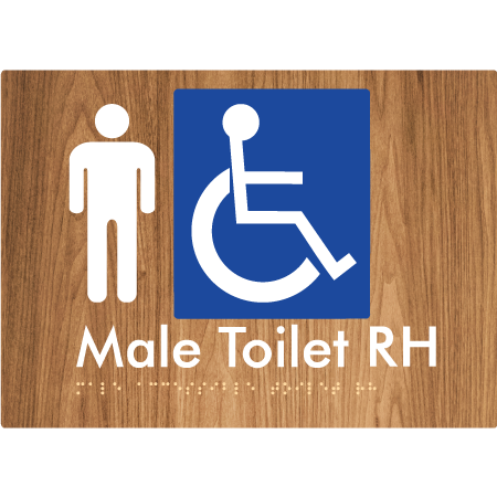 Braille Sign Male Accessible Toilet LH / RH - Braille Tactile Signs Aust. - BTS06RH-wdg - Custom Signs - Fast Shipping - High Quality - Australian Made & Owned
