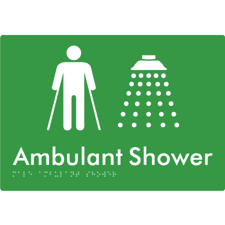 Braille Sign Male Ambulant Shower - Braille Tactile Signs Aust. - BTS234-grn - Custom Signs - Fast Shipping - High Quality - Australian Made & Owned