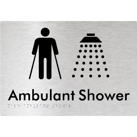 Braille Sign Male Ambulant Shower - Braille Tactile Signs Aust. - BTS234-aliB - Custom Signs - Fast Shipping - High Quality - Australian Made & Owned