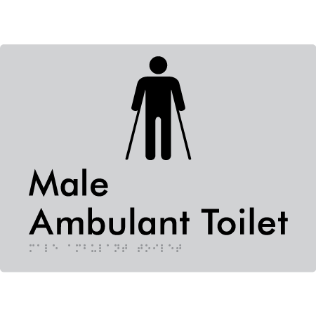 Braille Sign Male Ambulant Toilet - Braille Tactile Signs Aust. - BTS223n-slv - Custom Signs - Fast Shipping - High Quality - Australian Made & Owned