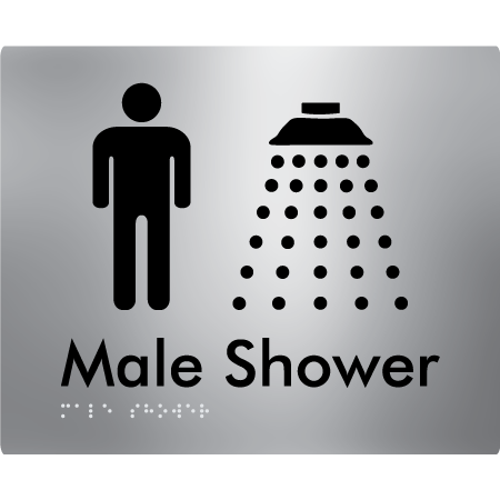 Braille Sign Male Shower - Braille Tactile Signs Aust. - BTS158n-aliS - Custom Signs - Fast Shipping - High Quality - Australian Made & Owned