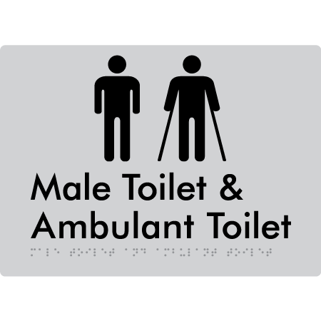 Braille Sign Male Toilet & Ambulant Toilet - Braille Tactile Signs Aust. - BTS403-slv - Custom Signs - Fast Shipping - High Quality - Australian Made & Owned